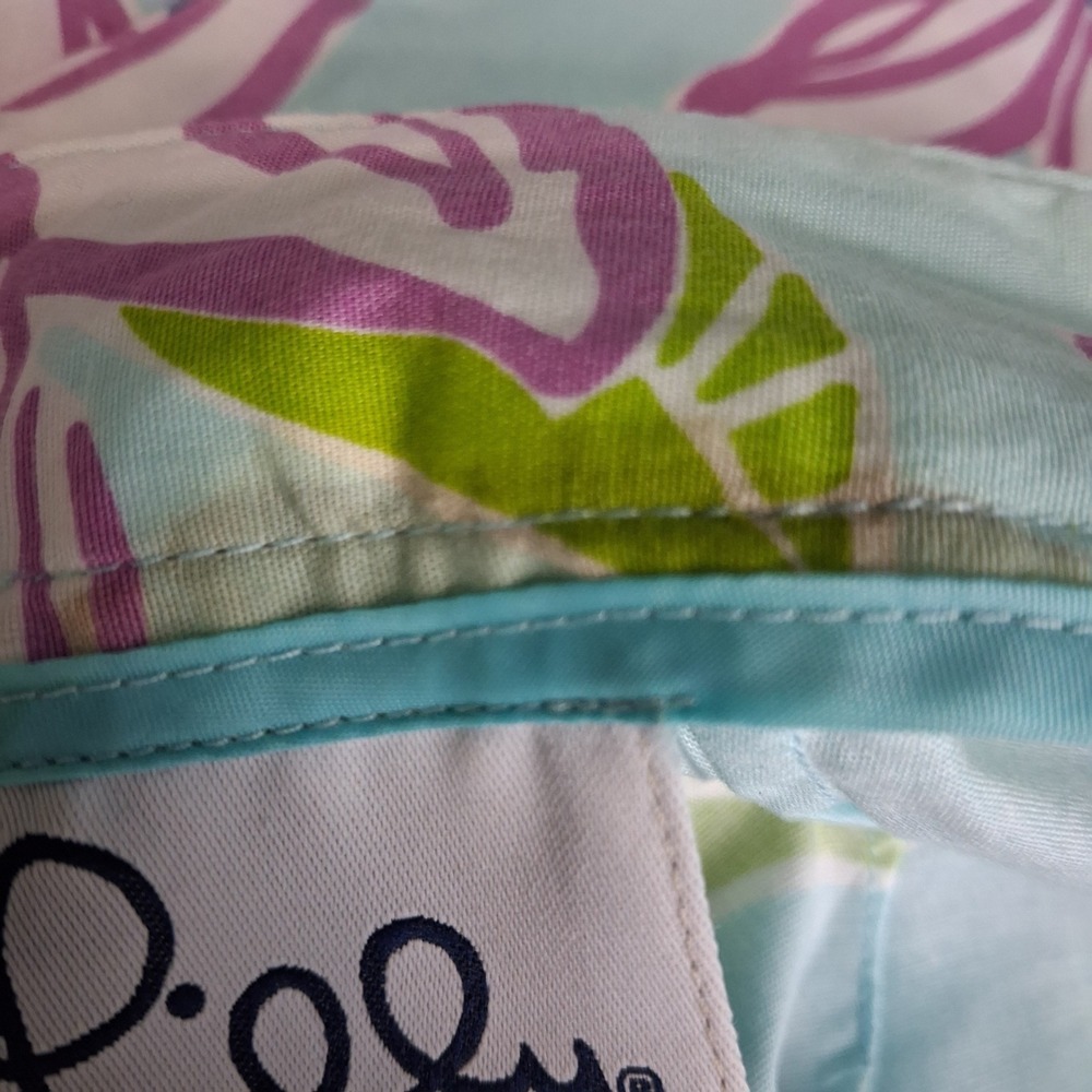 Lilly Pulitzer Floral Wide Leg Stretch Pants Blue Purple Green Tropical Resort 4 - Picture 5 of 16